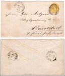 North German postal district 2 Kreuzer yellow on postal stationery cover o Poesneck May 24, 1867 to Rudolstadt