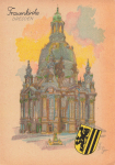 Dresden Frauenkirche artist card around 1947