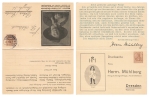 Dresden Herm. Muhlberg children's cloakroom private postal stationery with reply card o February 24, 1913