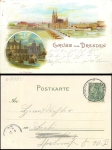 Dresden Farblitho Zwinger Augustusbrücke o 26.5.1901