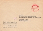Dresden N13 red paid stamp on letter o January 12, 1946 from Jehmlich Orgelbauanstalt