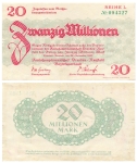 Dresden Neustadt 20 Millionen 24. September 1923 Notgeld