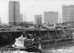Dresden Prager Strasse construction site round cinema and high-rise large photo around 1970