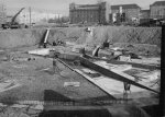 Dresden Prager Strasse construction site round cinema and high-rise large photo around 1970
