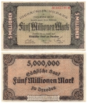 Dresden Saxon Bank Five million marks August 12, 1923 emergency money