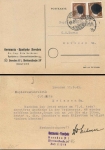 SBZ AP782 II blackening 3 Pfennig Hitler on card o Dresden Altst.19 14.6.1945