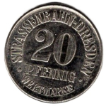 Dresden tram token 20 pfennigs ESDERS advertisement