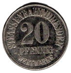 Dresden tram token 20 pfennigs Loessnitz car dealership