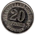Dresden tram token 20 pfennigs Thiemer advertising