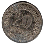 Dresden tram token 20 pfennigs Treuhand Bank advertisement