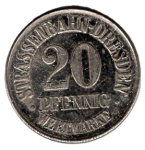 Dresden tram token 20 pfennigs Volkszeitung advertisement