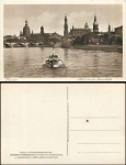 Dresden von der Marienbrücke mit Frauenkirche Elbdampfer *ca.1930