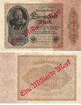 Eine Milliarde Mark Reichsbanknote 15. Dezember 1922 RO110b  DEU-126b