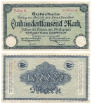 One hundred thousand mark voucher city of Dresden August 4, 1923