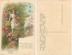 Angel with harp Pentecost embossed card * ca. 1910