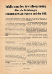 Erklärung der Sowjetunion über die Beziehungen zur DDR 1954 Flugblatt