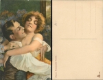 Flaming hearts artist card sig. Giant * around 1910