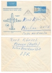 First flight Turboprob IL18 Berlin Moscow special cancellation April 1st, 1960 o Plauen March 28th, 1960 to Moscow
