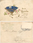 Fächer Goldschnittpräge Geburtstags karte o um 1900