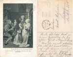 Spinning wheel Children learn to spin Artist card Kaulbach o 18.10.1917