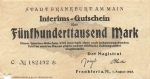 Frankfurt Main Five hundred thousand marks interim voucher August 1, 1923 emergency money