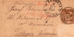 France Postes 2 centimes strip stationary o Paris 10/13/1891 to Warsaw