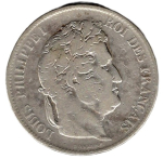 France 5 Francs 1842 W Lille Louis-Philippe Silver Coin