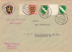 French zone coat of arms Michel 1 pair of bridges on letter o Sackingen May 23, 1946