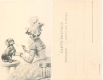 Lady with dachshund and letter artist card M. M. Vienne *ca.1900