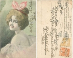 E. Loeffler Lovati portrait of a woman Art Nouveau artist card o 15.8.1916