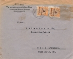 Postage stamps 2x Michel 327B with company perforation on cover o Munich November 17, 1923 to Selb