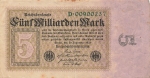 Fünf Milliarden Mark Reichsbanknote 10. September 1923 RO112a DEU-132a Rosenberg 112a DEU 132a