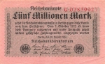 Fünf Million Mark Reichsbanknote 20. August 1923 RO104a DEU-117a Rosenberg 104a DEU 117a