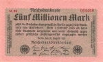 Five million marks Reichsbanknote August 20, 1923 RO104b DEU-117b
