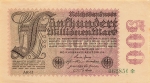Funfhundert Million Mark Reichsbanknote 1. September 1923 RO109d DEU-125h WZ: Hakensterne Rosenberg 109d DEU 125h