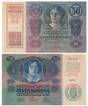 Fifty Crowns 50 Austrian Hungarian Bank January 2, 1914