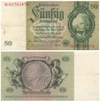 Fünfzig Reichsmark 30. März 1933 RO175d DEU-210d Rosenberg 175d DEU 210d