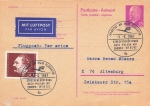 GDR 15 Pfennig postal stationary reply part special cancellation first flight Frankfurt Main Malaga with Europe Jet B727 o June 3, 1967