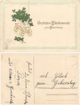 Birthday cart with clover leaves around 1910