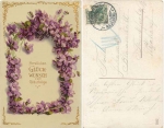 Birthday card gold cut flower frame o 20.10.1911