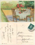 Kaffeetafel Goldschnitt  Geburtstagskarte o 24.12.1929