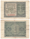 Generalgouvernement Polen 1 Jeden Zloty 1941 Banknote RO579 ZWK-34