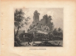 Girbaden Castle France original steel engraving around 1840   