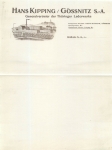 04639 Gossnitz S.-A. General representative Thuringian   Leatherworks Hans Kipping letterhead around 1920