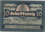 Greiz (Vogtland) emergency money note, 1921