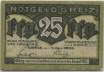 Greiz (Vogtland) emergency money note, 1921