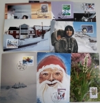 Greenland lot 9 maximum cards with special cancellation 1992 to 1996