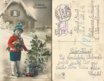 08626 Gunzen via Adorf (Vogtl) 10 country postmarks on Amag Christmas card o 20.12.1944