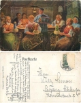 Hausarbeit, Spinnstube Thüringen, Spinnrad Künstlerkarte Rowland, o ca. 1925