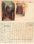 Heidelberg Schloss Farblitho Künstler J.R.  gebr. 1919
